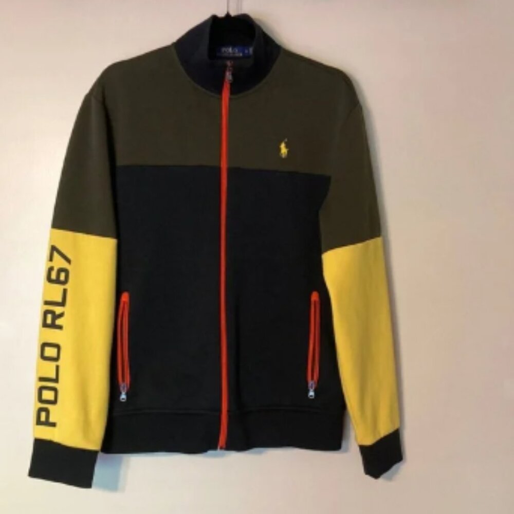 Ralph Lauren Midnight Blue Green and Yellow Polo Track Jacket